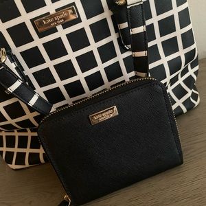 Kate Spade Large Carsen Crossbody Handbag Check Black/White